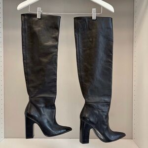 Zara Black Heeled Leather Boots